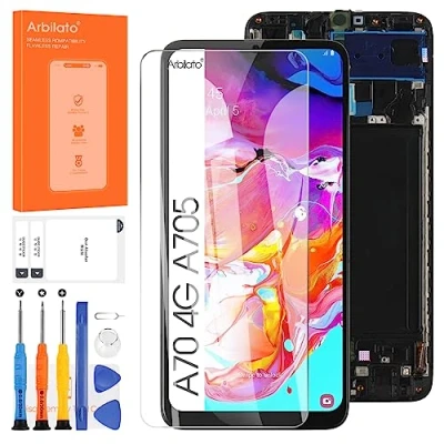 Abbildung von Incell Ersatzbildschirm für Samsung Galaxy A70, LCD Display A705, SM A705F, A705W, A705X, Touchscreen Digitizer, Reparaturteile mit Rahmen (schwarz, keine Figurendruck Funktion)