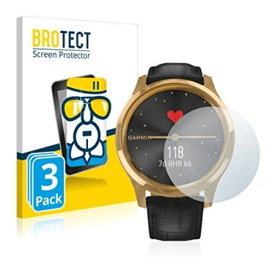 Abbildung von BROTECT Schutzglas für Garmin vivomove Luxe (42 mm) (3 Stück) Schutzfolie Panzer Folie Glas [Extrem Kratzfest 9H, Anti Fingerprint,