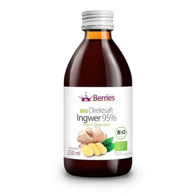 Abbildung von Berries Polska Bio Saft Direkt aus Frucht Gepresst, Kaltgepresst ohne Farbstoffe, Zucker, GMO, Konservierungsstoffe Vegan, Vegetarisch Geschmack Ingwer 250ml