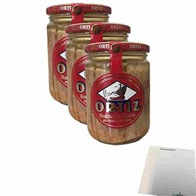 Abbildung von Conservas Ortiz Bonito del Norte 3er Pack (3x400g Glas) + usy Block