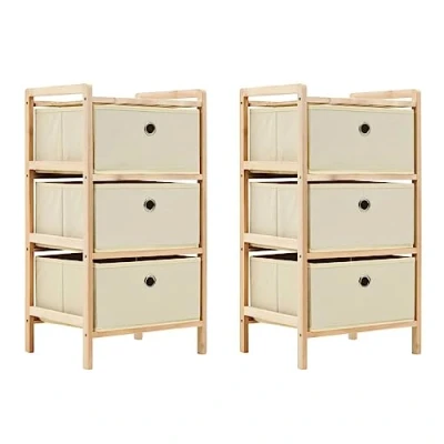 Abbildung von vidaXL Kommode Korb Kommoden 2 Stk. mit 3 Stoffkörben Zedernholz Beige (2 St)