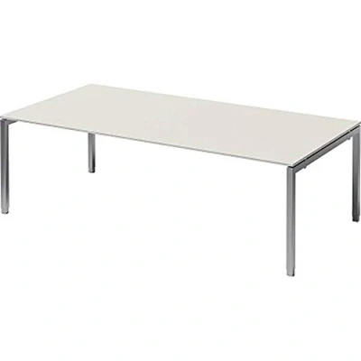 Abbildung von BISLEY Cito Chefarbeitsplatz/Konferenztisch, 650 850 mm höheneinstellbares U Gestell, Metall, Gw355 Dekor Grauweiß, Gestell Silber, 120 x 240 85 cm
