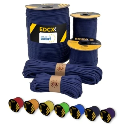 Abbildung von EdcX Paracord 4 mm, 35+ Volltonfarben (10 m, 15 30 50 100 300 m) Ideal zum Basteln, Camping, Outdoor 100% Nylonseil mm Taktische Schnur 550 Typ III (Navy Blue, 10