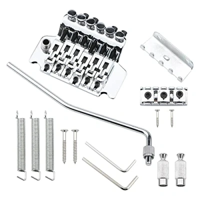 Abbildung von Pxyelec Chrom E Gitarre Tremolo Brücke mit Bar Double Strat Verriegelung für Floyd Rose Typ