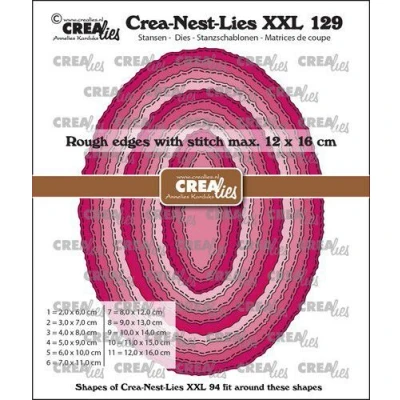 Abbildung von Crealies Crea nest dies XXL Ovalen ruwe randen en stiklijn CLNestXXL129 12x16cm (06 22)