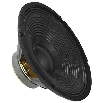 Abbildung von MONACOR SP 302PA Universal Tieftöner mit 100 Watt Nennbelastbarkeit und einer Impedanz von 8 Ohm, Bass Lautsprecher Größe 12 Zoll, in Schwarz