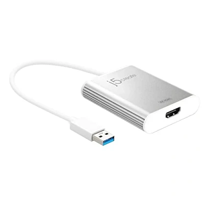 Abbildung von j5create USB 3.0 zu 4K HDMI Display Adapter Typ A Stecker Buchse UHD Auflösung bis 3840 x 2160 @ 30 Hz Aluminiumgehäuse (JUA354)