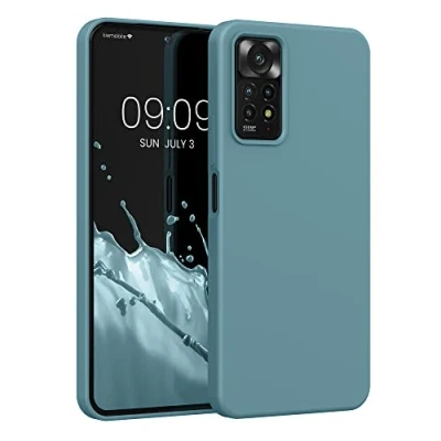 Abbildung von kwmobile Hülle kompatibel mit Xiaomi Redmi Note 11 Pro / (5G) 12 (4G) Silikon Handy Case Handyhülle weiche Oberfläche kabelloses Laden Arctic Night