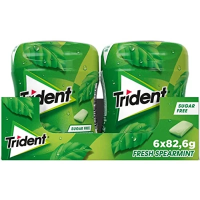 Abbildung von Trident Fresh Spearmint Kaugummi Sugarfree Chewing Gum 82,6 gr. [Pack of 6]