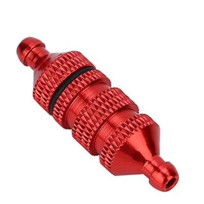 Abbildung von Drfeify Ersatzteile für Kraftstofffilter aus RC Aluminiumlegierung Playing Accessories 1: 8/1:10 Modellauto Motorzubehör(Rot) Musical Instrument
