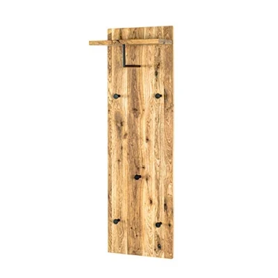 Abbildung von HAKU Möbel Wandgarderobe Eiche geölt, schwarz, Massivholz, Metall Maße: B 30 cm x H 100 T 20 cm, Style: Modern