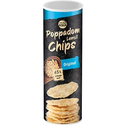 Abbildung von BONASIA Poppadom Lentil Chips Original Leicht salzige Linsenchips aus 65 % Linsenmehl, glutenfrei, vegan (1 x 70 g)