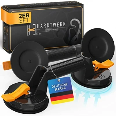 Abbildung von Hardtwerk® Saugnapfträger Multifunktional 100 KG Tragkraft, Plattenheber Glasheber Fliesen Saugnäpfe Glassauger