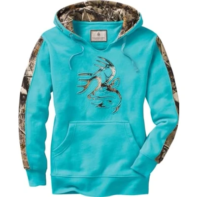 Abbildung von Legendary Whitetails Damen Camo Outfitter Hoodie, Fuchsia, M