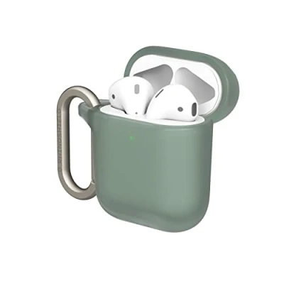 Abbildung von RHINOSHIELD AirPods Case mit Karabiner kompatibel Apple [AirPods Series 2/1] Fallschutz in Militärqualität, Kratzfest, kabelloses Aufladen [Salbeigrün, Standard Set]