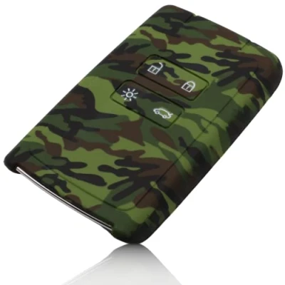 Abbildung von FOAMO Autoschlüssel Hülle Silikon kompatibel mit Renault 4 Tasten Smartkey (nur Keyless Go) Schutzhülle Cover in Camouflage