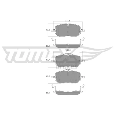 Abbildung von TOMEX brakes TX 60 72 Bremsbelagsatz Vorderachse für Verschleißwarnanzeige vorbereitet MERCEDES BENZ: C Klasse T Modell, Limousine