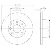 Abbildung von TEXTAR PRO 92020903 Bremsscheibe 236 12,6 04/07 100 voll beschichtet ohne Radbefestigungsbolzen, Radnabe OPEL: Corsa B Schrägheck, Astra F CC