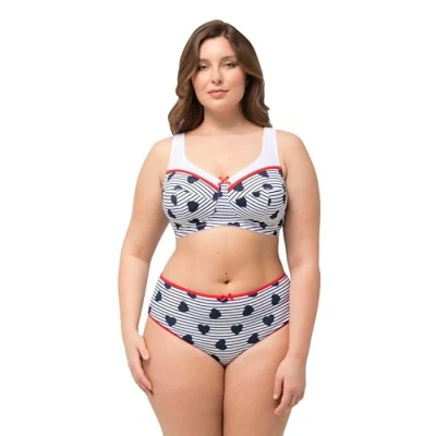 Abbildung von Ulla Popken Stripe AND Heart Relief Bügel BH, Damen, Größe: 115D, Night blue