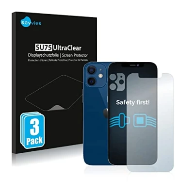 Abbildung von Savvies 6 Stück Schutzfolie für Apple iPhone 12 (Display+Kamera) Displayschutz Folie Ultra Transparent