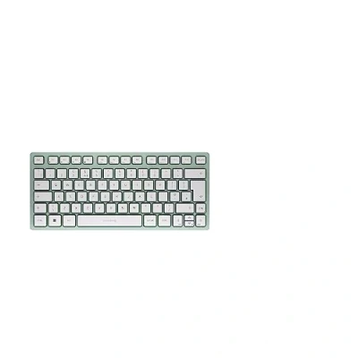 Abbildung von CHERRY KW 7100 MINI BT, Kompakte Multi Device Tastatur mit 3 Bluetooth Kanälen, UK Layout (QWERTY), Flaches Design, inkl. Transporttasche, Agave Green