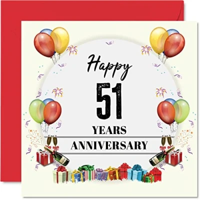 Abbildung von Stuff4 Glückwunschkarte zum 61. Hochzeitstag für Ehemann, Ehefrau Jubiläumsparty 51. Partner, 145 mm x Grußkarten Jahrestage