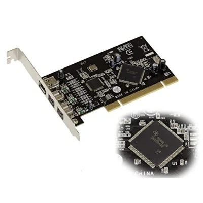 Abbildung von KALEA INFORMATIQUE PCI Firewire 800 und 400 IEEE1394A IEEE1394B Controller Karte auf Port 2+1 Ausgänge mit TI SN082AA2 Chipsatz.