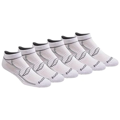 Abbildung von Saucony Herren Rundry Bolt Performance No Show Socks, Available in M XXL (6, 12, 18 Pairs) Laufshorts, Weiß (6 Paar), Medium (6er Pack)