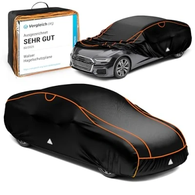 Abbildung von WALSER Hagelschutz Abdeckplane Auto, Preis Leistungs Sieger* Auto Hagelschutzplane, Perma Protect, Autogarage Abdeckung, Abdeckung 100% Polyester, Größe 1 schwarz