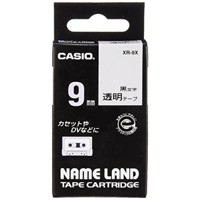 Abbildung von Casio EZ Label Printer XR 9X1 Schriftband selbsthaftend 9 mm x 8,0 m schwarz auf transparent