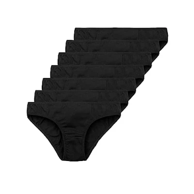 Abbildung von Tazzio Damen Slip 7er Pack Unterhosen Slips Unterwäsche Pantys Mehrpack Schlüpfer Baumwolle Set F900 (Schwarz, XXL)