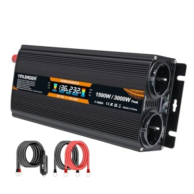 Abbildung von Spannungswandler 12V 230V 1500W / 3000W Stoßkraft Wechselrichter LCD stromumwandler mit 2 Steckdose 1 USB