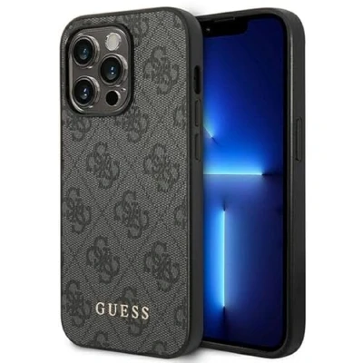 Abbildung von Guess GUHCP14XG4GFGR hülle für iPhone 14 Pro Max 6,7&quot; grau/Grey Hard case 4G Metal Gold Logo, schwarz
