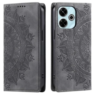 Abbildung von CoverKingz Handyhülle für Xiaomi Redmi 13 5G/4G Handytasche mit Kartenfach Phone Case Cover Handy Hülle klappbar Motiv Mandala Grau