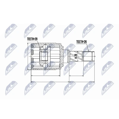 Abbildung von NTY NPW VV 007 Gelenksatz Hinterachse, getriebeseitig VOLVO: XC90 II, I, XC60 FORD: KUGA 1, LAND ROVER: Freelander 2 SUV