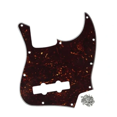 Abbildung von FLEOR 10 Loch JB Bass Pickguard 4Ply Scratch Plate ohne Truss Rod Notch für USA/Mexikanische Standard 4 Saiter Modell Bassgitarre, Braune Schildkröte