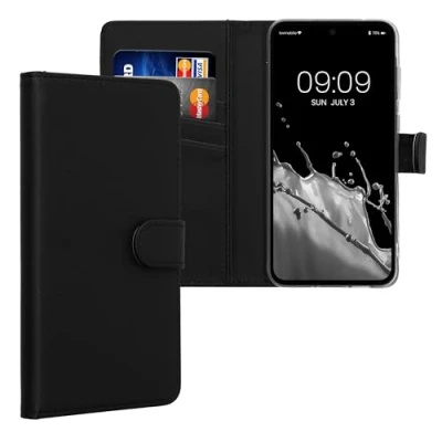 Abbildung von kwmobile Hülle kompatibel mit Samsung Galaxy A35 Kunstleder Handyhülle Kartenfächern in Schwarz