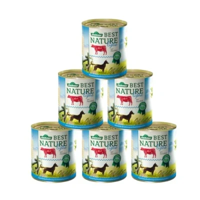 Abbildung von Dehner Best Nature Hundefutter Light, Nassfutter fettreduziert, für übergewichtige Hunde, Rind / Zucchini, 6 x 800 g Dose (4.8 kg)