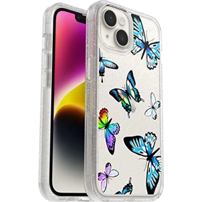 Abbildung von OtterBox Symmetry Clear Hülle für iPhone 14/iPhone 13, stoßfest, sturzsicher, schützende dünne Hülle, 3x getestet nach Militärstandard, Butterfly