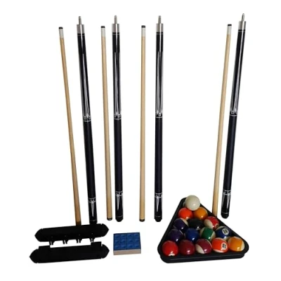 Abbildung von John West Billardqueue Billard Komplett Set 4 Queues, Kugeln, Triangel, Wandhalter