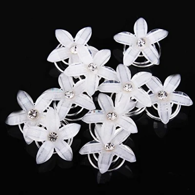 Abbildung von Miya wunderschöne weiß Haarspiralen Curlies süße bling Stern Blumen, Perlen Strass, Braut Hochzeit Jugendweihe Haarschmuck (6)
