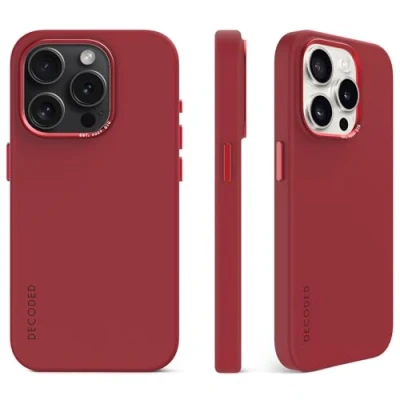 Abbildung von Apple iPhone 15 Pro Hülle MagSafe Silikon Decoded Soft Case/Backcover Handyhülle Rot