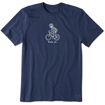 Abbildung von Life Is Good Herren Vintage Crusher Graphic T Shirt Bike Jake, Darkest Blue, X Large