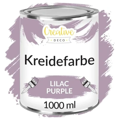 Abbildung von Creative Deco Fliederviolett Kreidefarbe Für Möbel 1000 ml Möbellack, Möbelfarbe Landhaus, Vintage Stil, Decoupage, Renovierung Matt Abwaschbar Wisch Effekt Gradient möglich