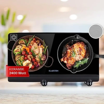Abbildung von Klarstein Induktions Kochfeld CP10 CookBuddy BK BK, 2 Zonen Glaskeramik Elektrokochfeld