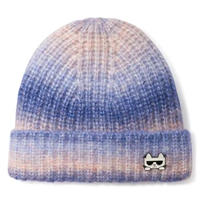 Abbildung von KARL LAGERFELD Damen Gemütlicher Hut für kaltes Wetter Beanie Mütze, Powder Blue, 3XS/Einheitsgröße