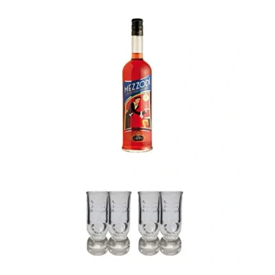 Abbildung von Caffo MEZZODI aus Italien 1,0 Liter + Shot Gläser mit Eichstrich 2 Stück