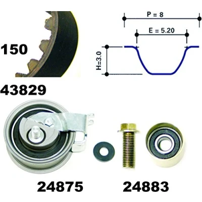 Abbildung von MAPCO 23912 Zahnriemensatz 150 mit Anbaumaterial AUDI: A6 C5 Avant, Limousine, A3 Schrägheck, VOLKSWAGEN: Golf 4 Variant