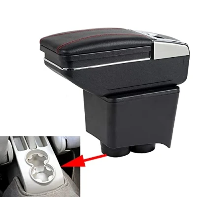 Abbildung von szss car Leder Auto Mittelkonsole Armlehne Box Armlehnen Aufbewahrungsbox (Schwarz) Kompatibel mit VW Polo MK4 2002 2003 2004 2005 2006 2007 2008 2009 2010