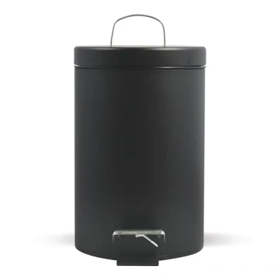 Abbildung von Msv Kosmetikeimer, 3 Liter, Mülleimer Bad, kleiner Abfalleimer mit Deckel, Softclose, herausnehmbarer Inneneimer aus Kunststoff, für Badezimmer, Büro, Stahl, tintenschwarz
